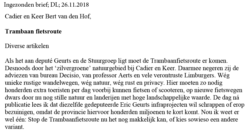 18 11 26 DDL ingezonden brief