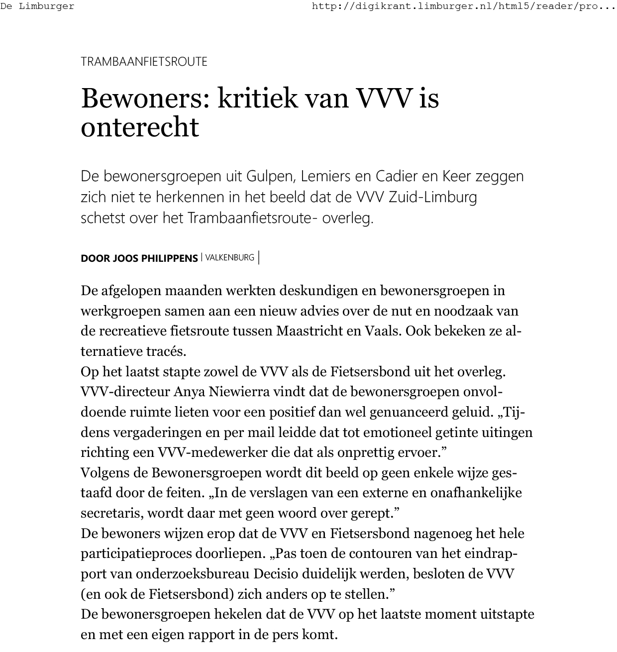 2018 11 03 Bewoners kritiek van VVV is onterecht